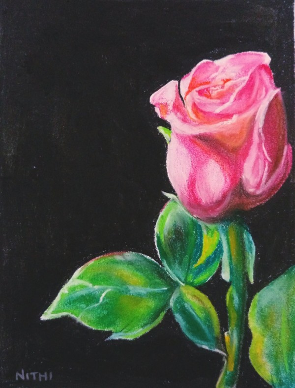 Pastel Painting Of Pink Rose - DesiPainters.com