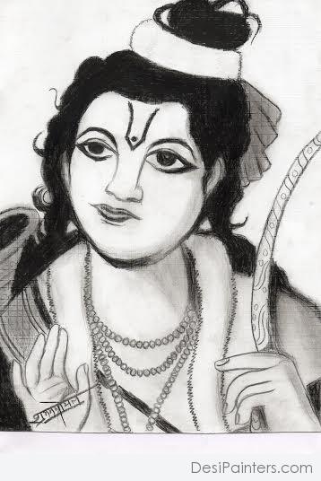 Pencil Sketch Of Shree Ram Ji - DesiPainters.com