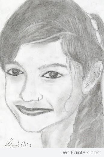 Pencil Sketch Of Beauty girl - DesiPainters.com