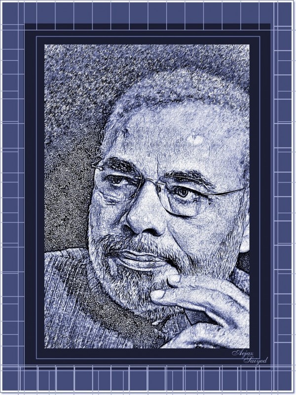 Mixed Painting Of Narendra Modi By Aejaz Saiyed - DesiPainters.com