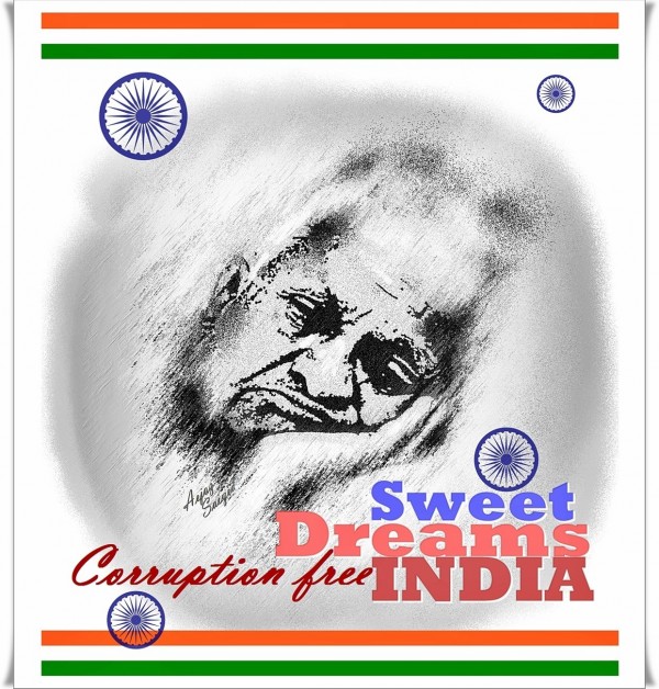 Digital Painting Of Anna Hazare - DesiPainters.com