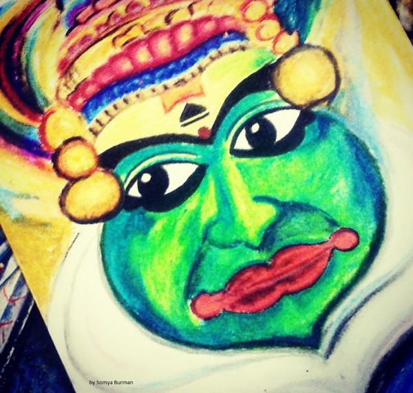 Pastel Painting Of Kathakali By Somya Burman