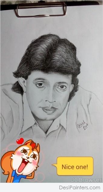 Pencil Sketch Of Mithun Chakraborty