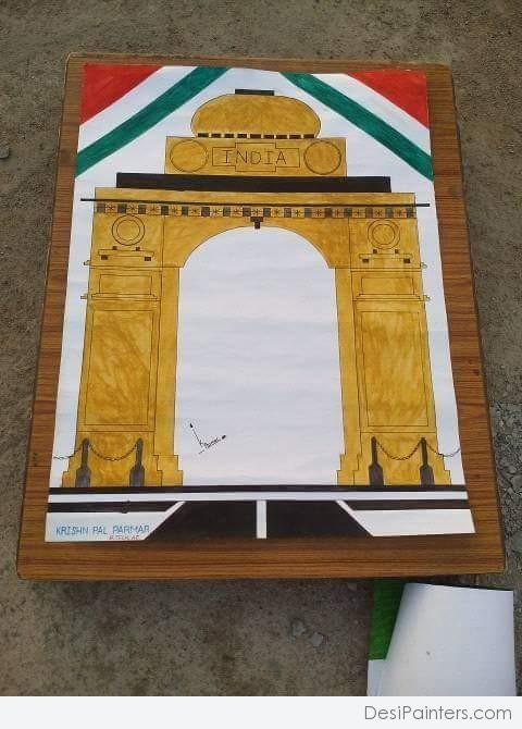 Watercolor Painting Of India Gate