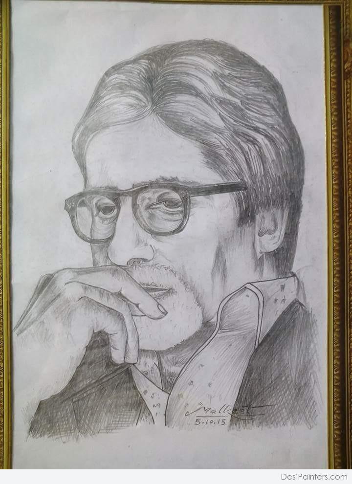Buy Painting Bollywood Superstar Amitabh Bachchan Artwork No 9340 by Indian  Artist Shivkumar Menon