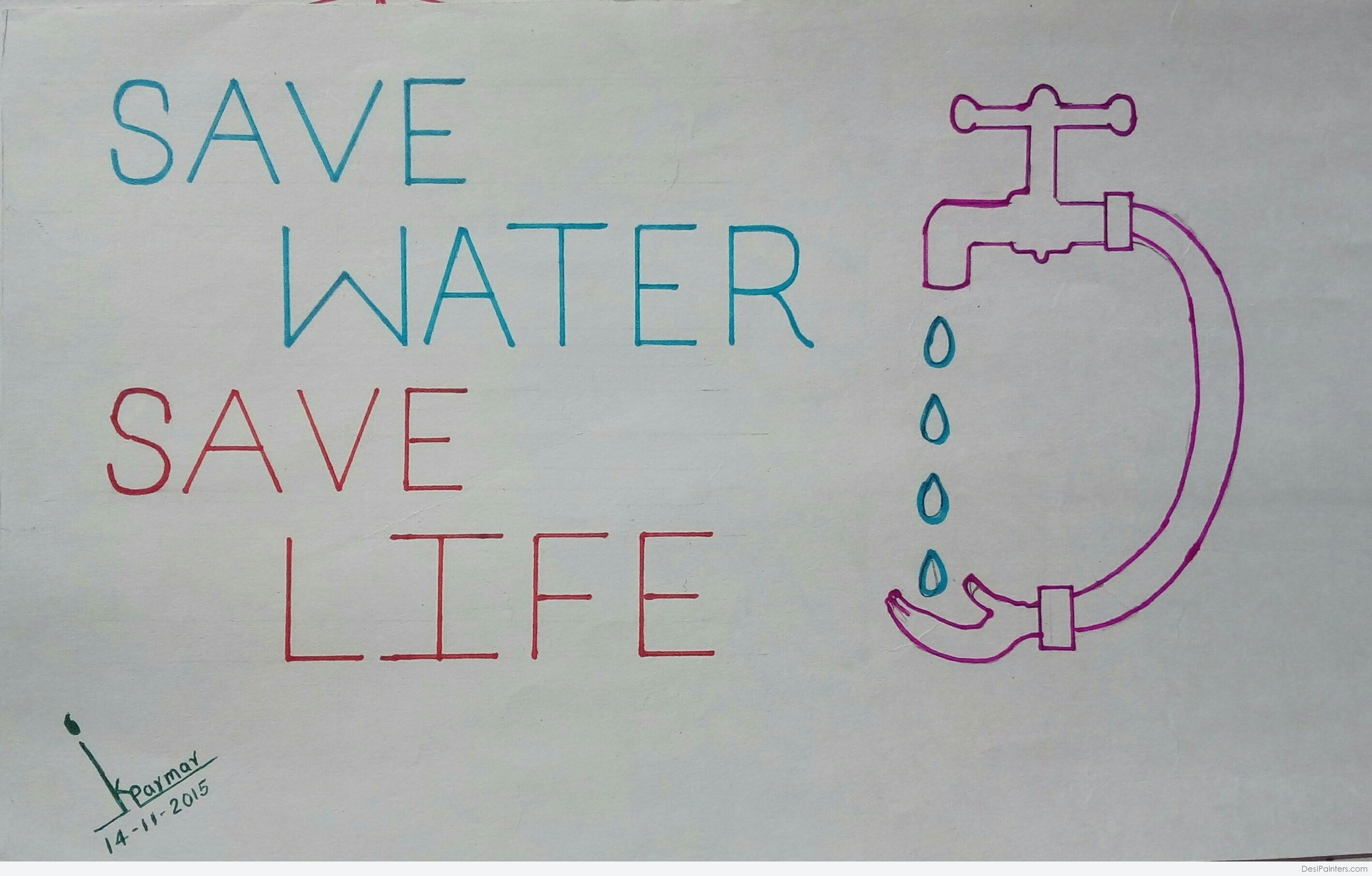 Save water drawing with slogan | easy save water drawing - YouTube