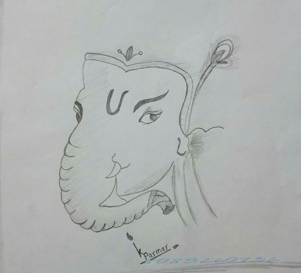 Pencil Sketch Of Lord Ganesh Ji - DesiPainters.com