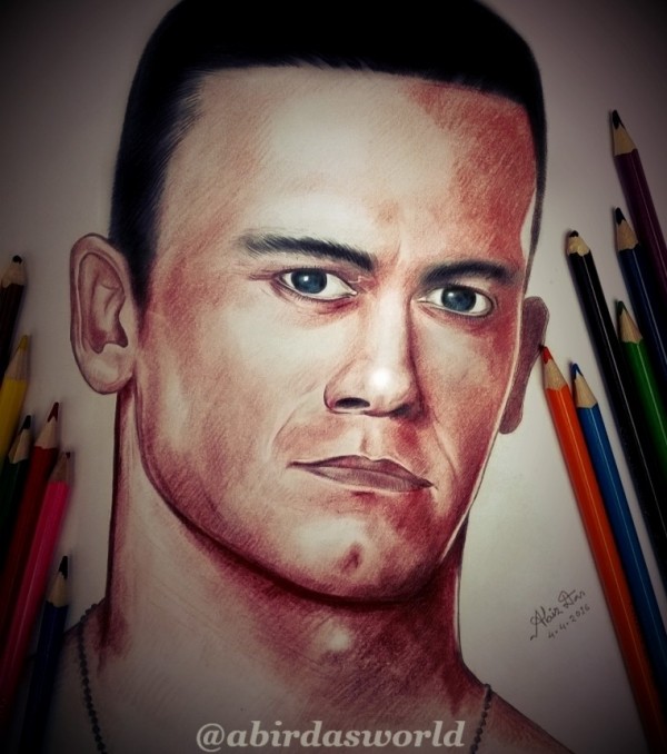 Pencil Color Sketch Of John Cena - DesiPainters.com