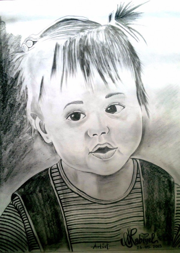 Pencil Sketch Of Cute Little Baby - DesiPainters.com