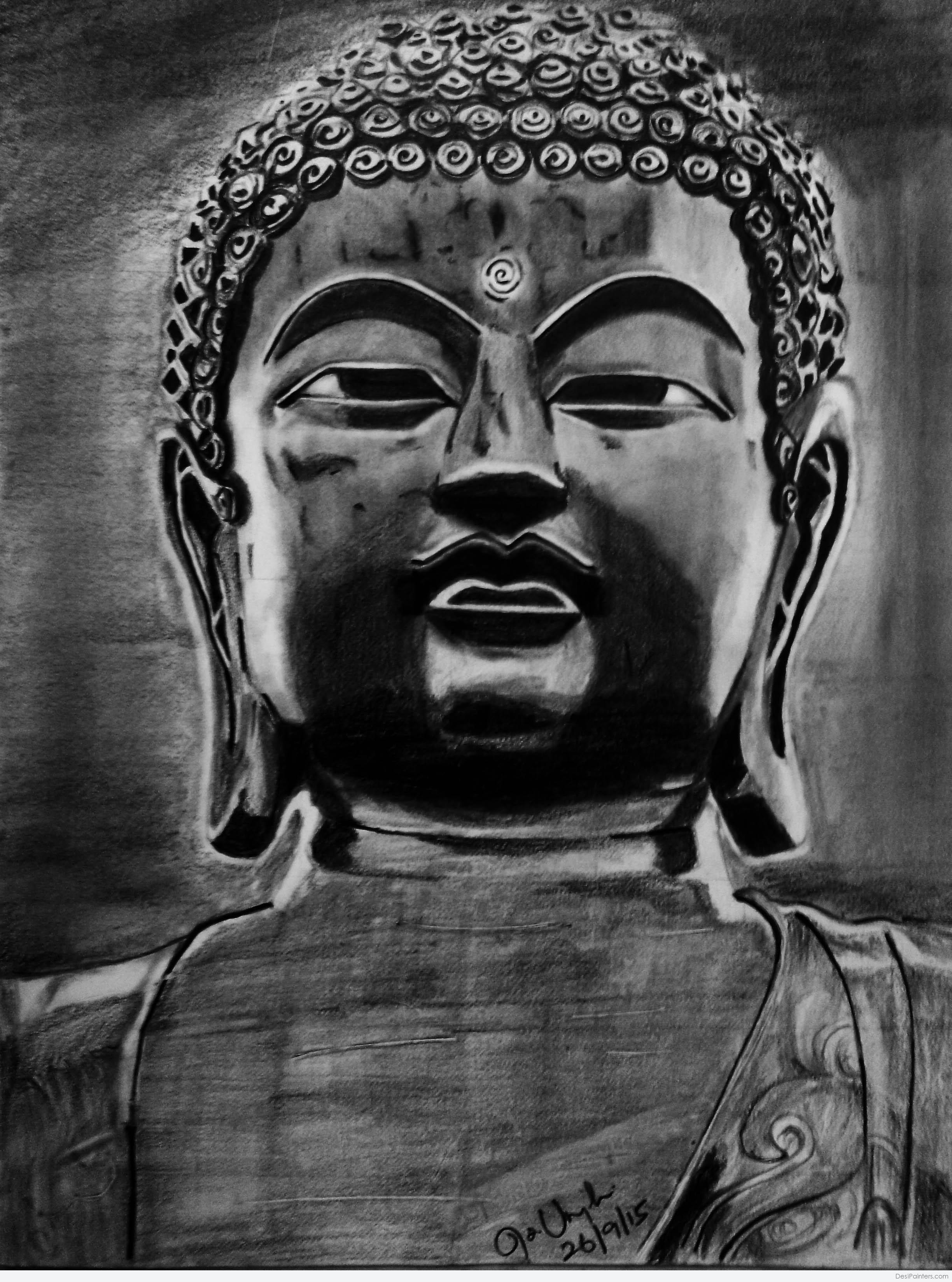 Pencil Sketch Of Buddha Ji