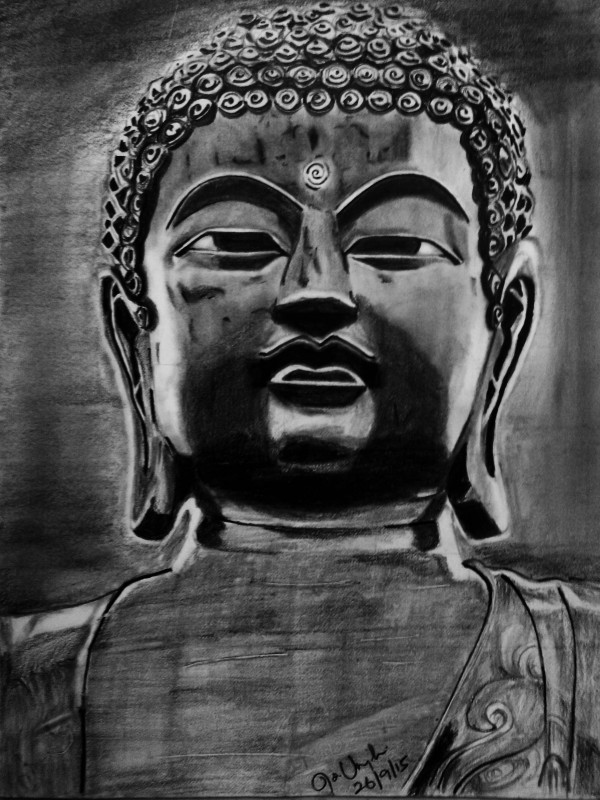 Pencil Sketch Of Buddha Ji - DesiPainters.com