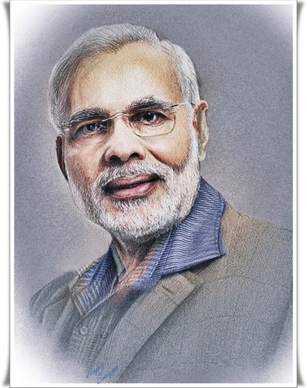 Narendra Modi - Mixed Painting 