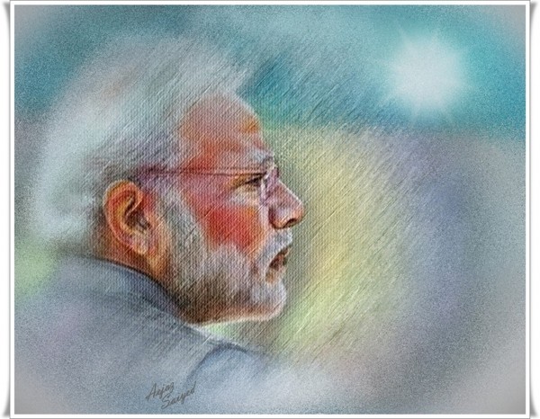 Mixed Painjting Of Narendra Modi