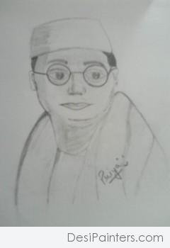 Subhash Chandra Bose – Pencil Sketch - DesiPainters.com
