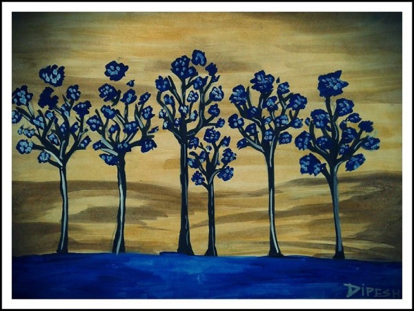 Beautiful Pastel Painting Of Trees By Deepesh Prasad - DesiPainters.com