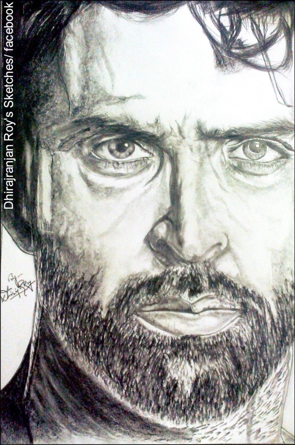 Pencil Sketch Of Hrithik Roshan - DesiPainters.com