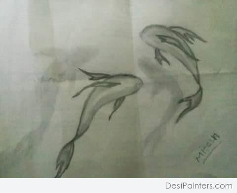 Pencil Sketch Of Fish - DesiPainters.com