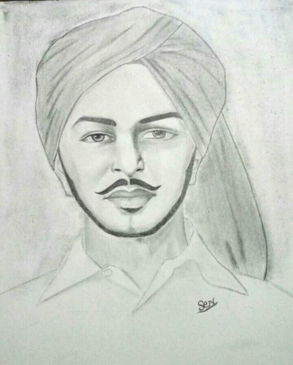 Sahid Sardar Bhagat Singh – Pencil Sketch - DesiPainters.com