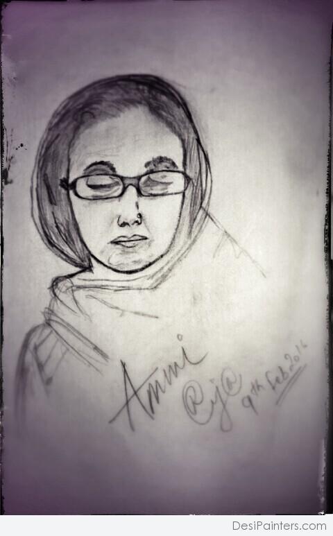 Pencil Sketch Of Old Lady