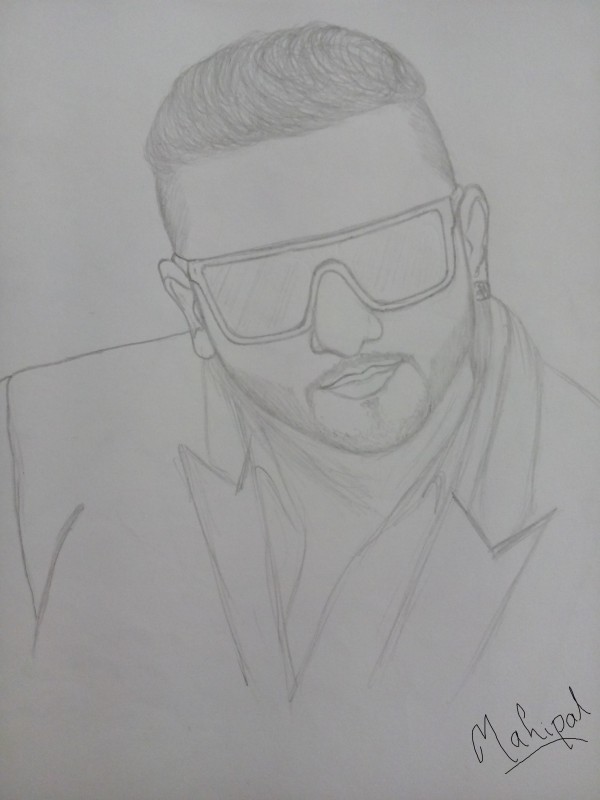 Yo Yo Honey Singh Pencil Sketch - DesiPainters.com