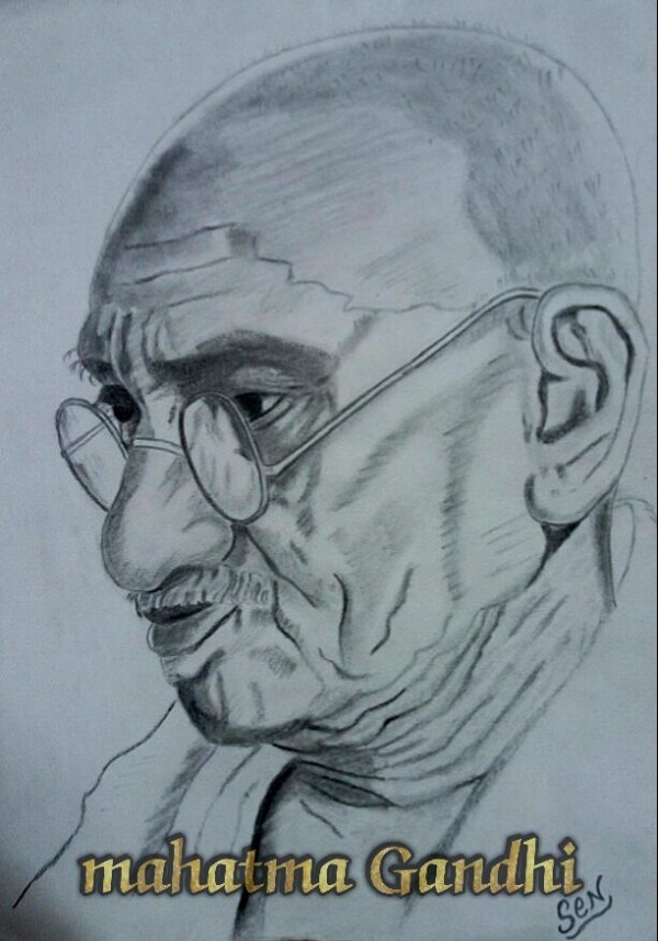 Pencil Sketch Of Mahatma Gandhi - DesiPainters.com