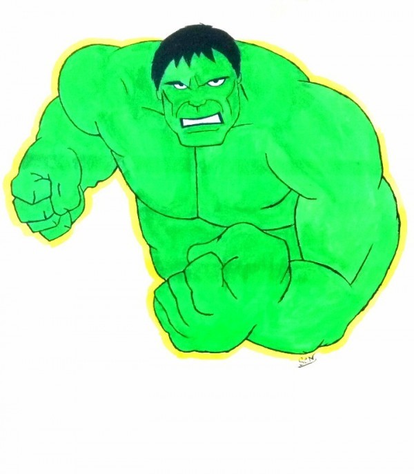 Watercolor Painting Of Hulk - DesiPainters.com
