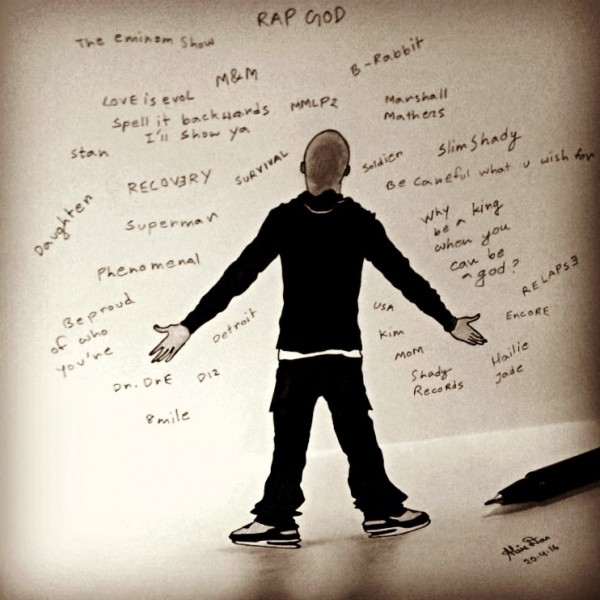 Ink Painting of Rap God – Eminem - DesiPainters.com
