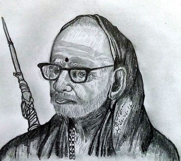 Pencil Sketch of MAHA PERIYAVA - DesiPainters.com