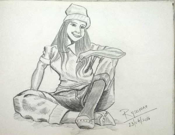 Pencil Sketch Of Girl - DesiPainters.com