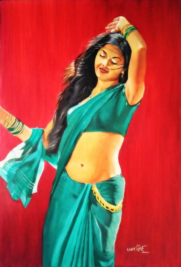 Oil Painting of Monal Gajjar - DesiPainters.com