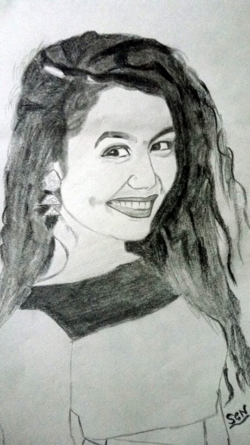 Pencil Sketch of Neha Kakkar