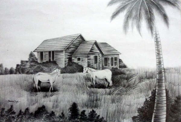 Pencil Sketch of Landscape - DesiPainters.com