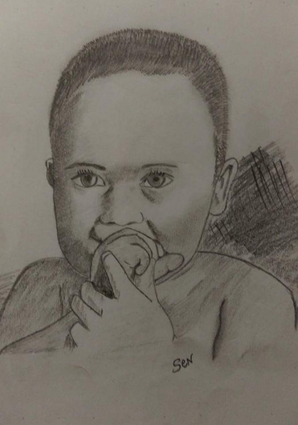 Pencil Sketch of Smiling Baby