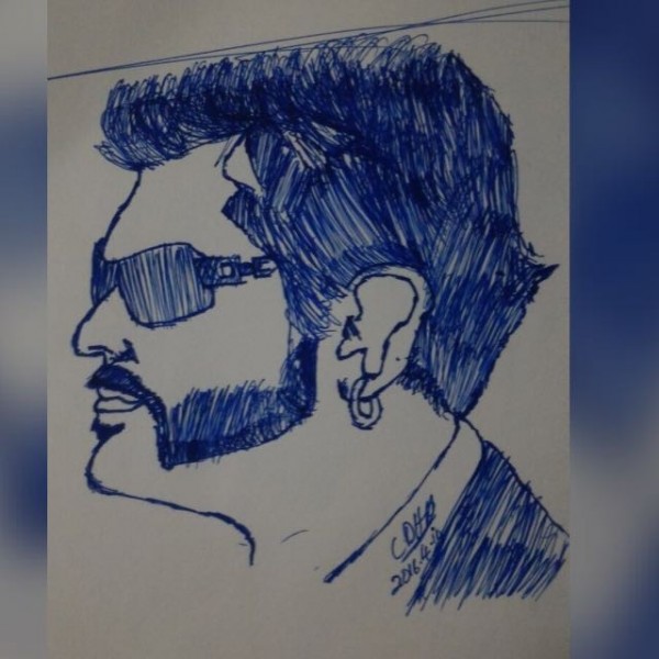 Ink Painting of Ajith - Ultimate Star of Kollywood