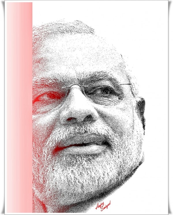 Digital Painting of Narendra Modi (Prime Minister)