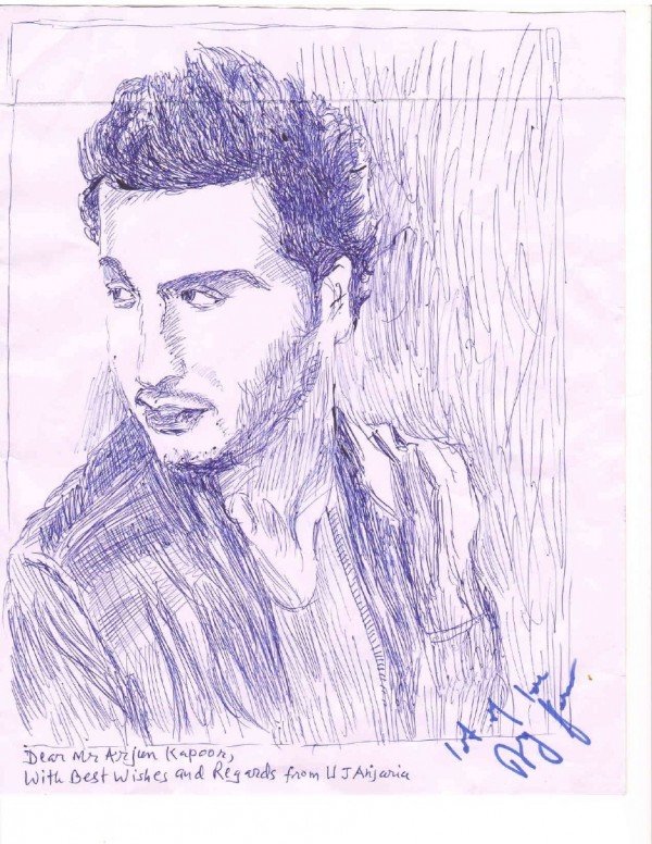 Ink Painting of Arjun Kapoor - DesiPainters.com