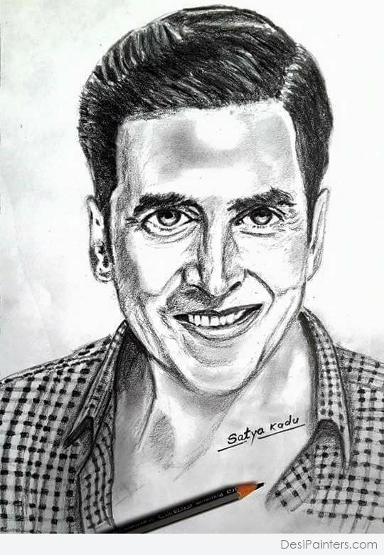 Pencil Sketch of Akshay Kumar