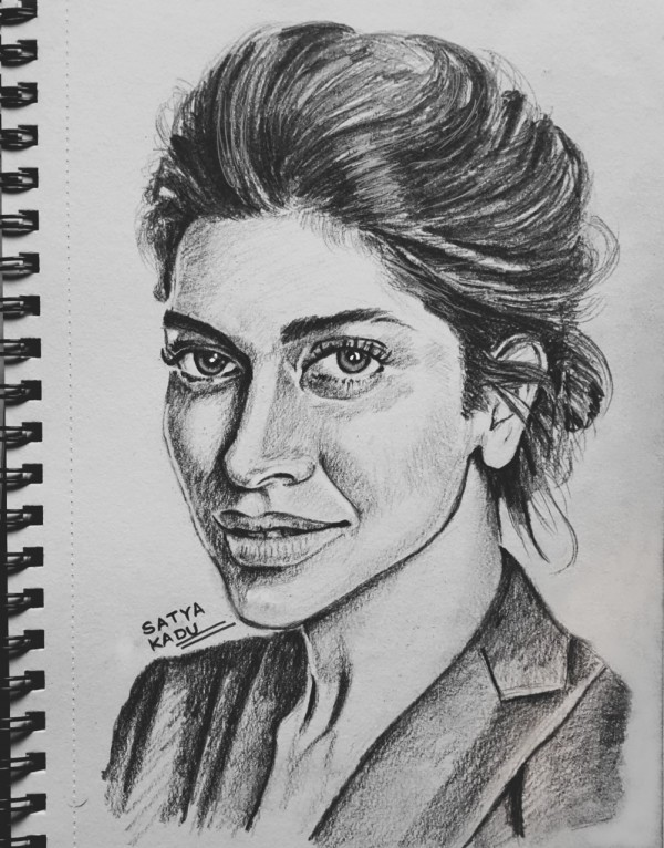 Amazing Pencil Sketch of Deepika Padukone - DesiPainters.com