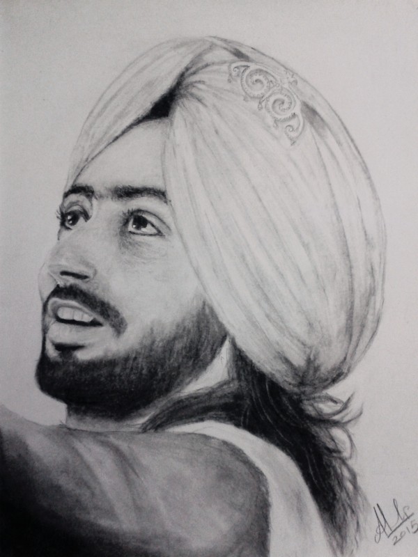 Pencil Sketch of Satinder Sartaj - DesiPainters.com