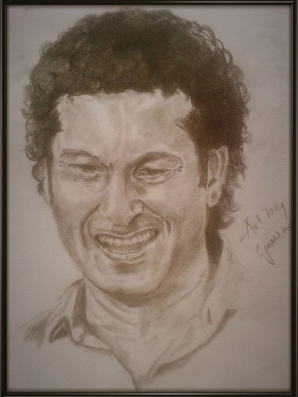 Pencil Sketch of Sachin Tendulkar - DesiPainters.com