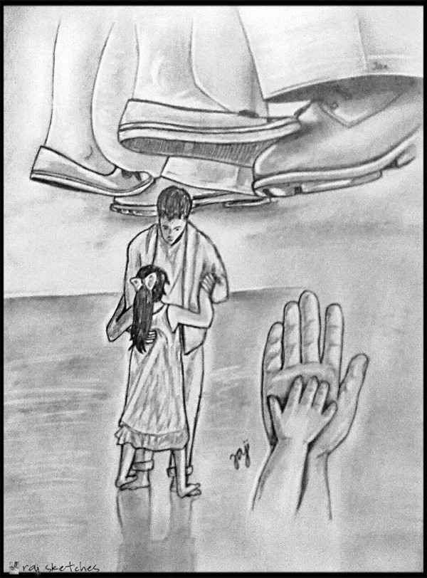 Pencil Sketch of Daughter’s Love for Father - DesiPainters.com