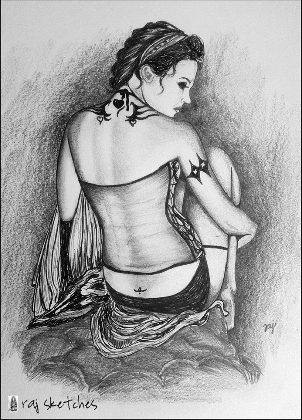 Pencil Sketch of Adorable Girl - DesiPainters.com