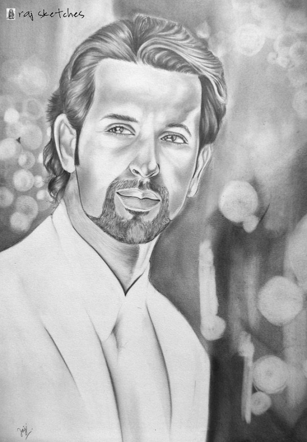 Pencil Sketch of Dashing Hrithik Roshan - DesiPainters.com