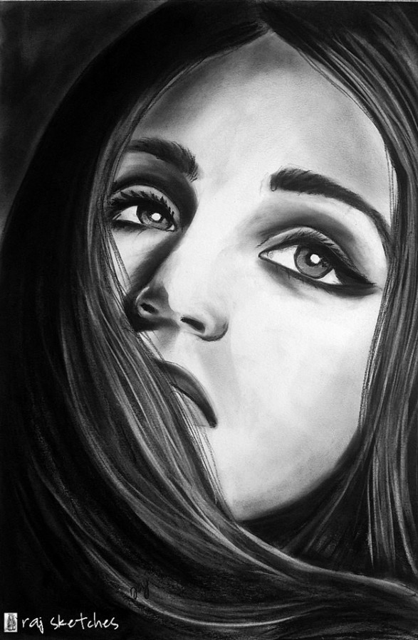 Girl Pencil Sketch by Raj Abhishek Rajput - DesiPainters.com