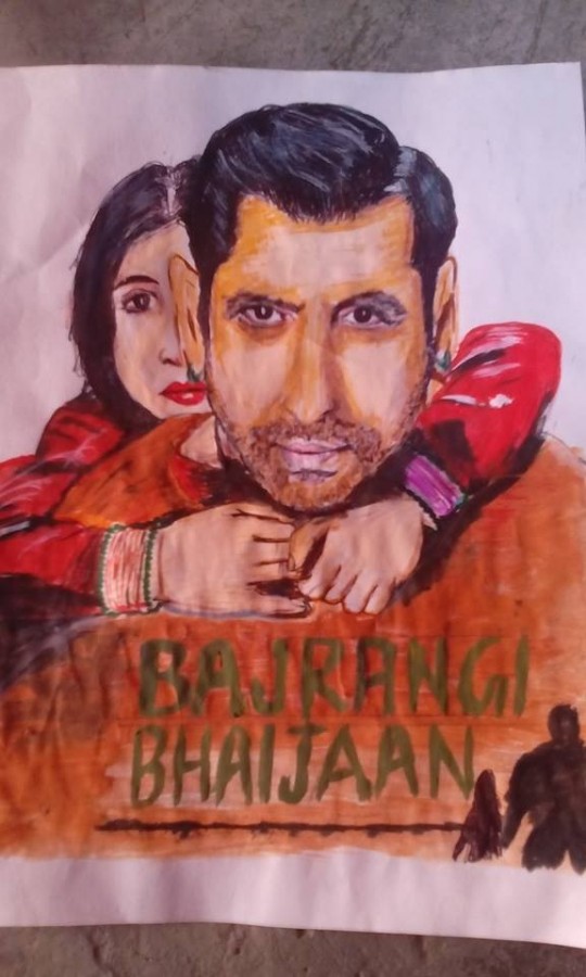Watercolor Painting of Bajrangi Bhaijaan - DesiPainters.com