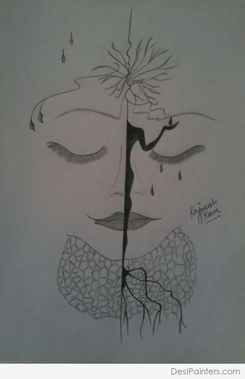 Earth in Pain – Pencil Sketch - DesiPainters.com