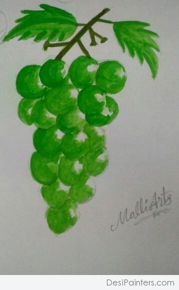Watercolor Painting of Grapes - DesiPainters.com