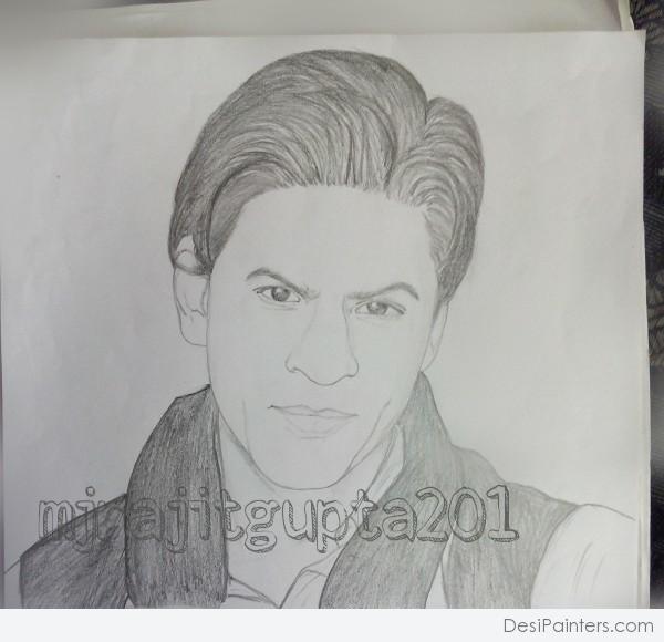 Shahrukh Khan Sketch by Mjrajit Gupta - DesiPainters.com