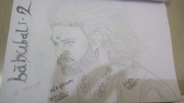 Pencil Sketch of Bahubali - DesiPainters.com