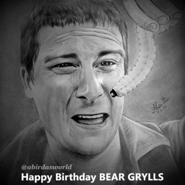 Pencil Sketch of Bear Grylls - DesiPainters.com